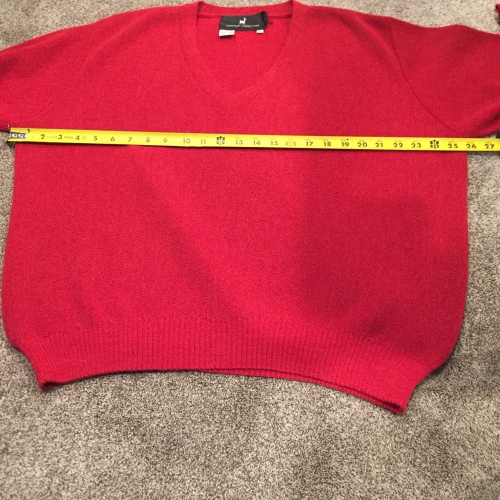 Peruvian Connection‎ Alpaca Red V Neck Pullover Sweater Size L Oversized - Picture 7 of 9
